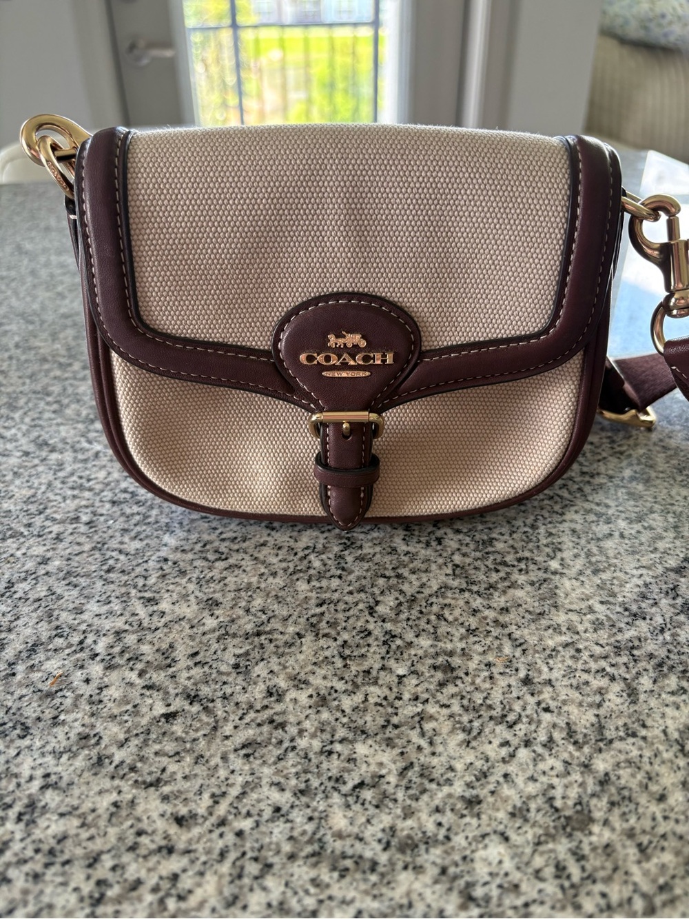 Coach Canvas & Leather Crossbody Bag in Beige and Brown